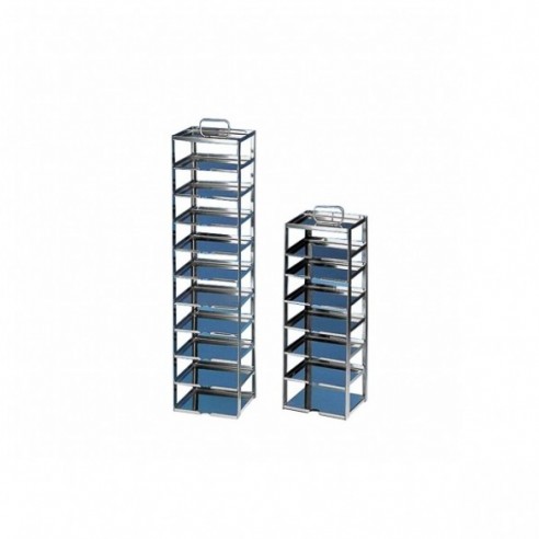 Rack para congeladores horizontales de acero inoxidable para 4 cajas de altura 125 mm