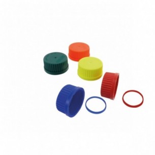 Anillo de vertido azul para frasco de laboratorio, polipropileno, 10 uds