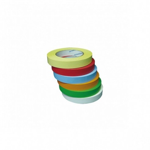 Cinta adhesiva de color azul, verde, naranja, rojo, blanco y amarillo 19 mm x 55 m, 6 uds