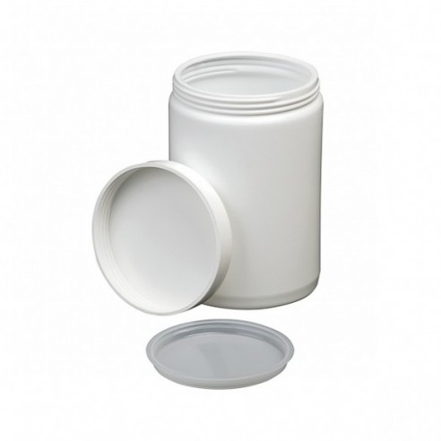 Tarro opaco blanco boca ancha con tapa y obturador, 125 ml, HDPE, 10 uds