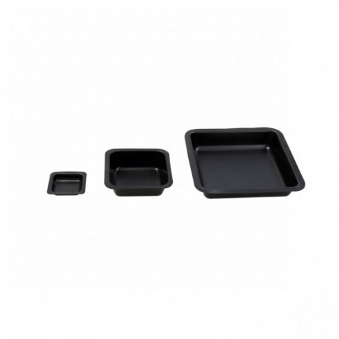 Bandeja de pesada de poliestireno, negra, 99 x 124 mm, 125 uds