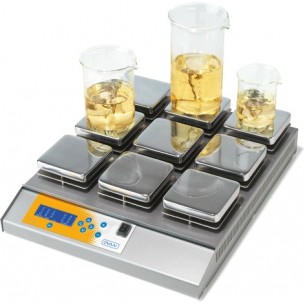 Multiagitador magnético con calefacción 9p. LCD                                   (regul. ind. Tª y rpm) 400 ºC **