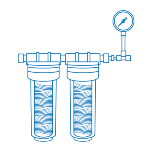 Conjunto de prefiltro externo (carbono / 1 μm) con manómetro