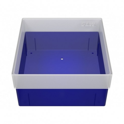 GLW-Box PP blue, 130 x 130 x 70 mm, w/o divider
