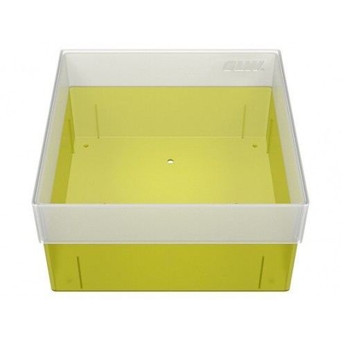 GLW-Box PP yellow, 130 x 130 x 70 mm, w/o divider