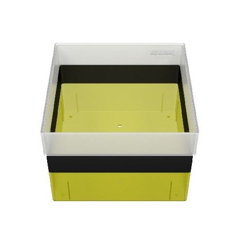 GLW-Box PP yellow/black, 130 x 130 x 95 mm, w/o divider