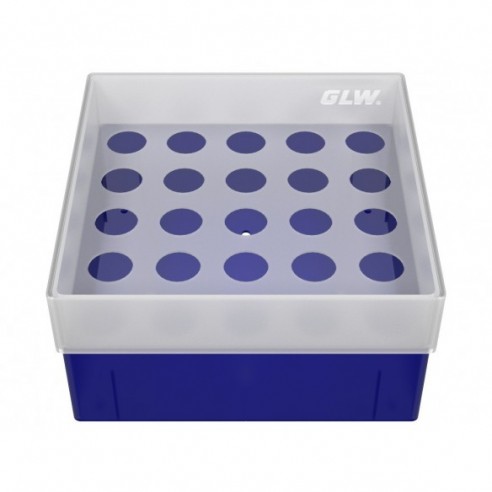 GLW-Box PP blue, 130 x 130 x 70 mm, for 25 tubes