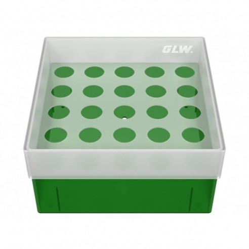 GLW-Box PP green, 130 x 130 x 70 mm, for 25 tubes