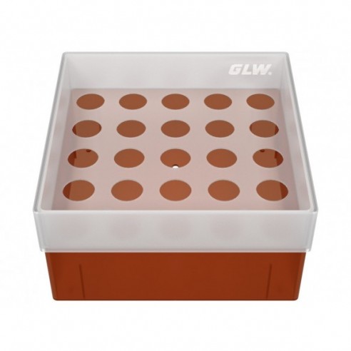 GLW-Box PP red, 130 x 130 x 70 mm, for 25 tubes