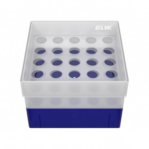 GLW-Box PP blue, 130 x 130 x 95 mm, for 25 tubes