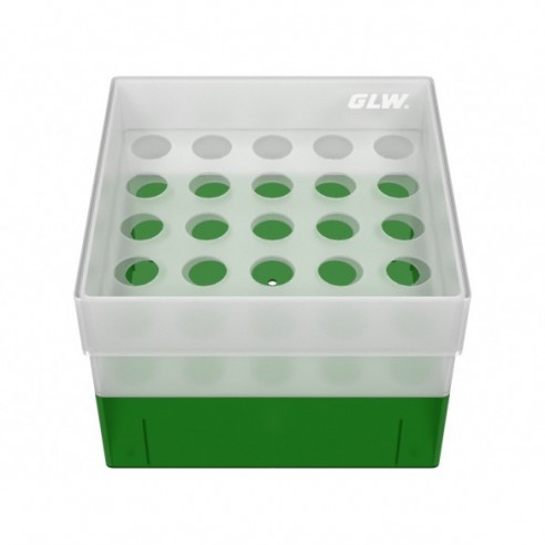 GLW-Box PP green, 130 x 130 x 95 mm, for 25 tubes