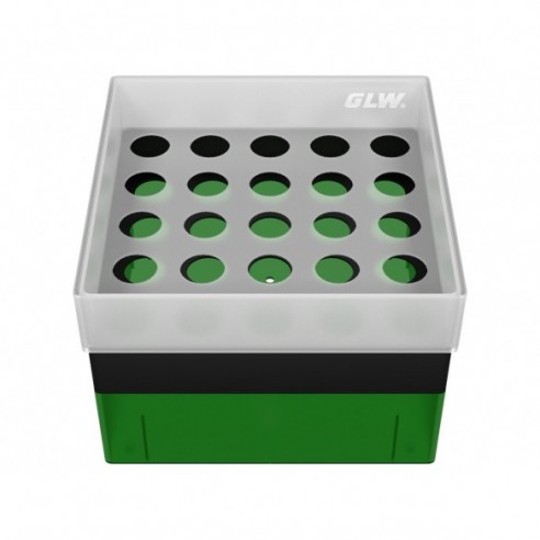 GLW-Box PP green/black, 130 x 130 x 95 mm, for 25 tubes