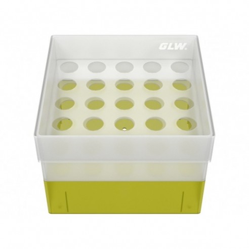 GLW-Box PP yellow, 130 x 130 x 95 mm, for 25 tubes