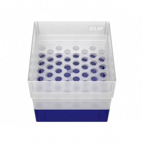 GLW-Box PP blue, 130 x 130 x 125 mm, for 52 tubes 13 mm