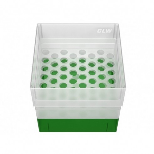 GLW-Box PP green, 130 x 130 x 125 mm, for 52 tubes 13 mm
