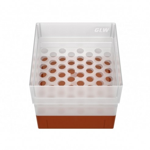 GLW-Box PP red, 130 x 130 x 125 mm, for 52 tubes 13 mm