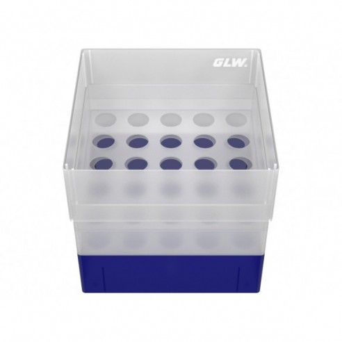 GLW-Box PP blue, 130 x 130 x 125 mm, for 25 tubes