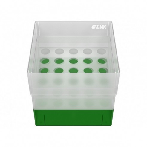 GLW-Box PP green, 130 x 130 x 125 mm, for 25 tubes