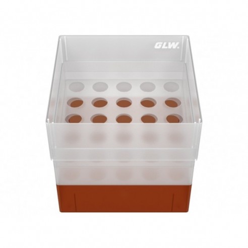 GLW-Box PP red, 130 x 130 x 125 mm, for 25 tubes