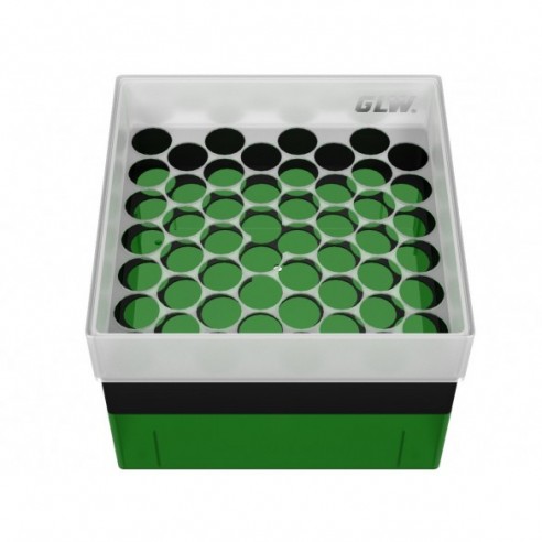 GLW-Box PP green/black, 130 x 130 x 95 mm, for 52 tubes 16 mm