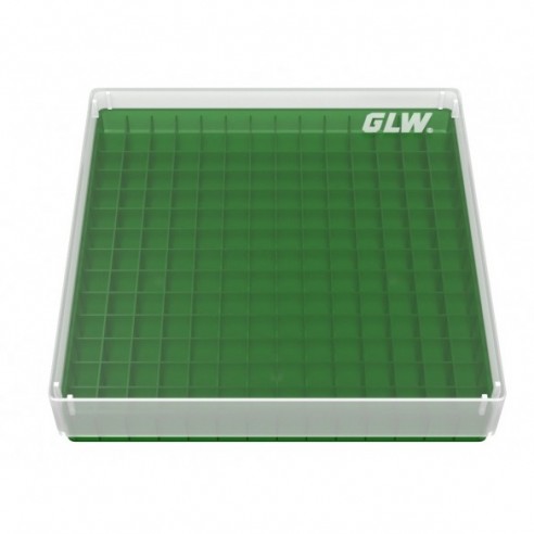 GLW-Box PP green, 130 x 130 x 28,5 mm, for 14 x 14 tubes