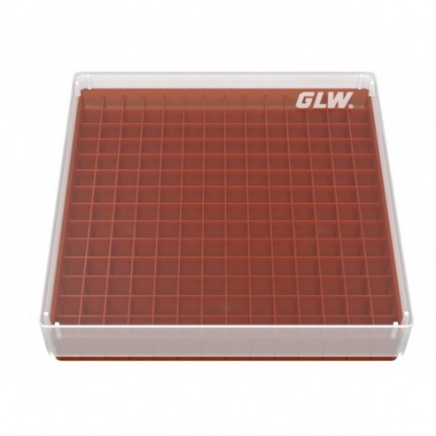 GLW-Box PP red, 130 x 130 x 28,5 mm, for 14 x 14 tubes