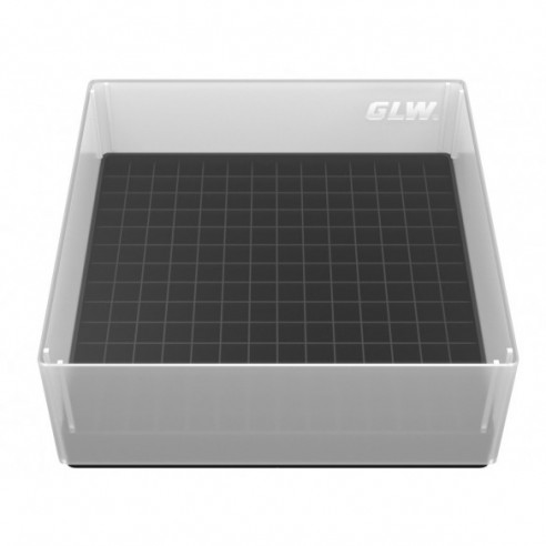 GLW-Box PP black, 130 x 130 x 52 mm, for 14 x 14 tubes
