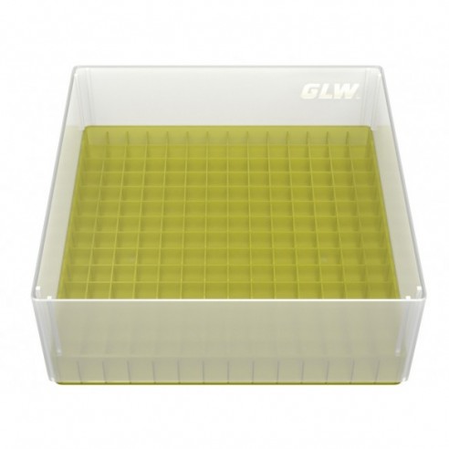 GLW-Box PP yellow, 130 x 130 x 52 mm, for 14 x 14 tubes