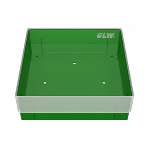 GLW-Box PP green, 130 x 130 x 45 mm, w/o divider