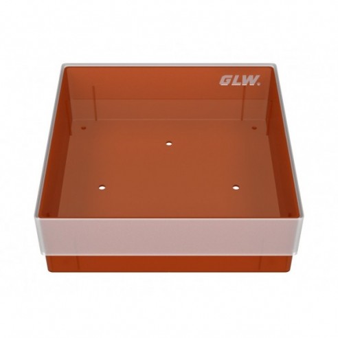 GLW-Box PP red, 130 x 130 x 45 mm, w/o divider