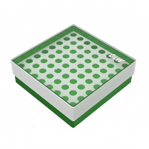 GLW-Box PP green, 130 x 130 x 45 mm, for 8 x 8 tubes