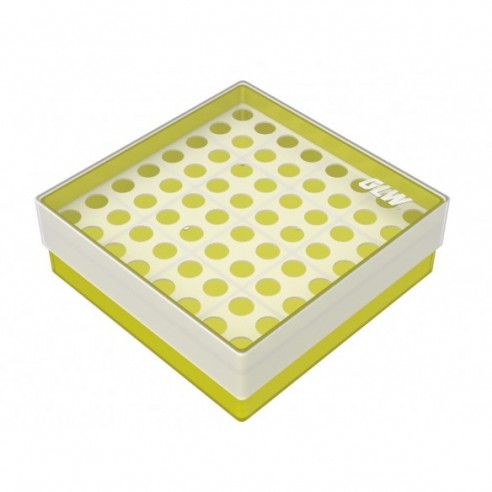 GLW-Box PP yellow, 130 x 130 x 45 mm, for 8 x 8 tubes