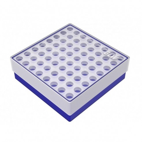 GLW-Box PP blue, 130 x 130 x 45 mm, double for 8 x 8 tubes