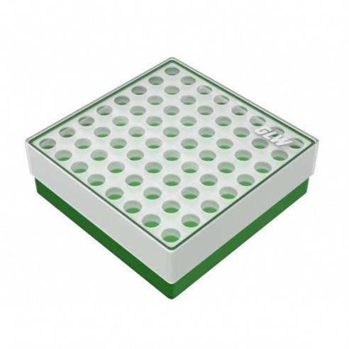 GLW-Box PP green, 130 x 130 x 45 mm, double for 8 x 8 tubes