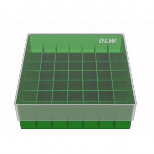 GLW-Box PP green, 130 x 130 x 45 mm, for 7 x 7 tubes
