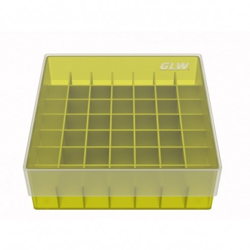 GLW-Box PP yellow, 130 x 130 x 45 mm, for 7 x 7 tubes
