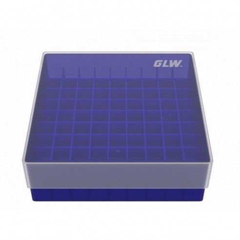 GLW-Box PP blue, 130 x 130 x 45 mm, for 9 x 9 tubes