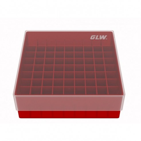 GLW-Box PP firered, 130 x 130 x 45 mm, for 9 x 9 tubes