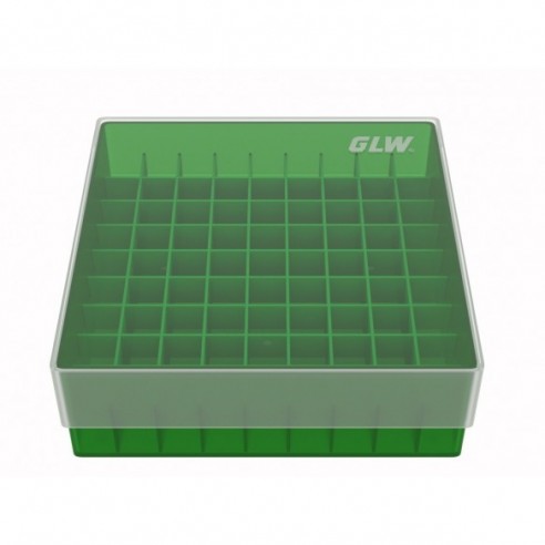 GLW-Box PP green, 130 x 130 x 45 mm, for 9 x 9 tubes