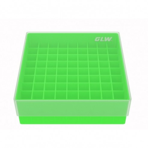 GLW-Box PP light green, 130 x 130 x 45 mm, for 9 x 9 tubes