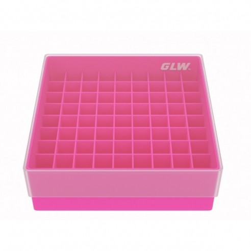 GLW-Box PP pink, 130 x 130 x 45 mm, for 9 x 9 tubes