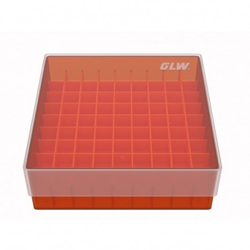 GLW-Box PP red, 130 x 130 x 45 mm, for 9 x 9 tubes