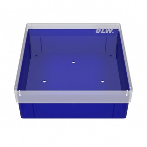 GLW-Box PP blue, 130 x 130 x 52 mm, w/o divider