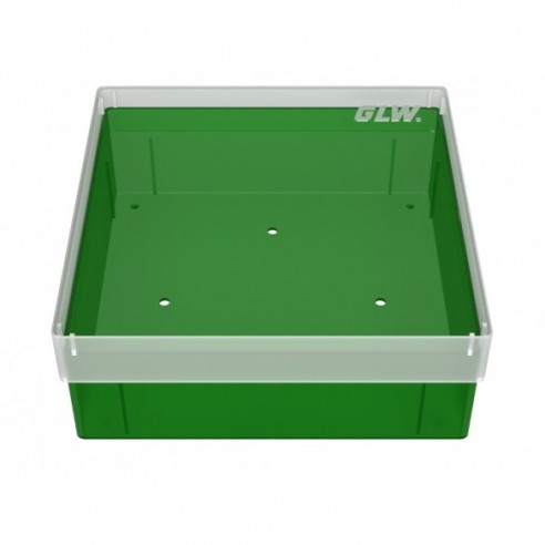 GLW-Box PP green, 130 x 130 x 52 mm, w/o divider