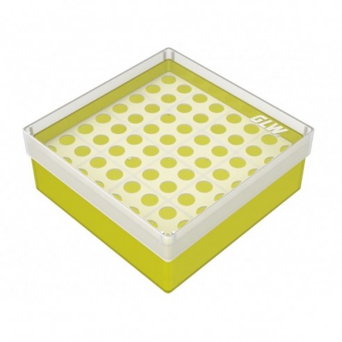 GLW-Box PP yellow, 130 x 130 x 52 mm, for 8 x 8 tubes
