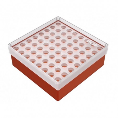 GLW-Box PP red, 130 x 130 x 52 mm, double for 8 x 8 tubes