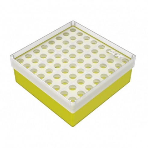 GLW-Box PP yellow, 130 x 130 x 52 mm, double for 8 x 8 tubes