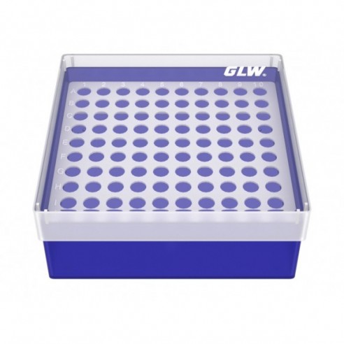 GLW-Box PP blue, 130 x 130 x 52 mm, for 10 x 10 tubes