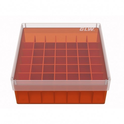 GLW-Box PP red, 130 x 130 x 52 mm, for 7 x 7 tubes