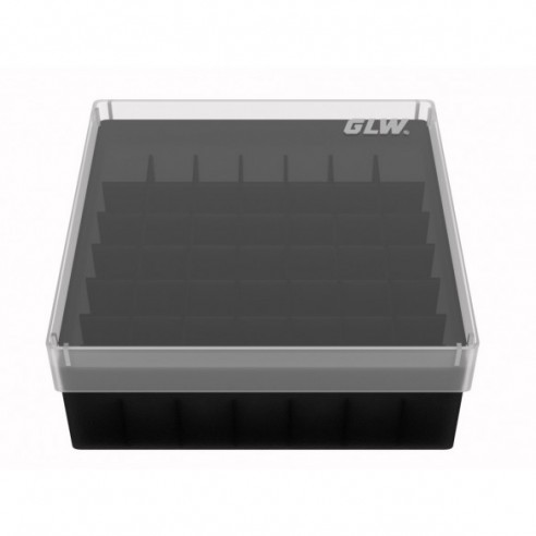 GLW-Box PP black, 130 x 130 x 52 mm, for 7 x 7 tubes